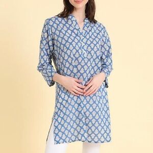 Mahogany Ari Cotton Indigo Tunic Top Large